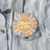 Hier komt de Son Retro Sunshine Boy Baby shower Ronde Button 4,0 Cm (In situ)