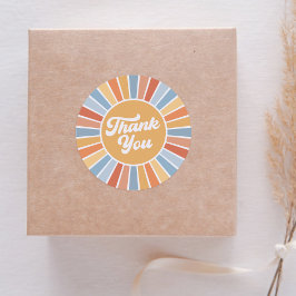 Hier komt de Son Retro Sunshine Boy Baby shower Ronde Sticker