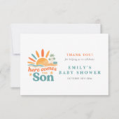 Hier komt de Son Summer Baby Shower Bedankkaart (Voorkant)