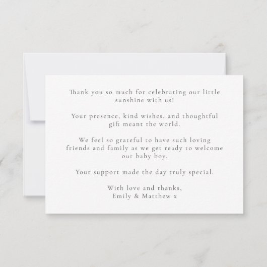 Hier komt de Son Summer Baby Shower Bedankkaart (Achterkant)