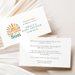 Hier komt de Son Summer Baby Shower Bedankkaart