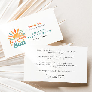 Hier komt de Son Summer Baby Shower Bedankkaart