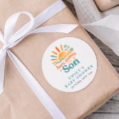 Hier komt de Son Summer Baby Shower Ronde Sticker