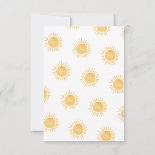 Hier komt de Son Sun Baby shower Dank u Bedankkaart (Achterkant)