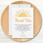 Hier komt de Son Sun Baby shower Dank u Bedankkaart