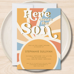 Hier komt de Son Sunrays Baby shower Invitation Kaart