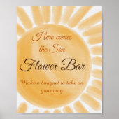 Hier komt de Son Sunshine Baby shower Flower Bar Poster (Voorkant)