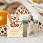 Hier komt de Son Sunshine Baby shower Foto Kaart<br><div class="desc">Hier komt de Son Sunshine Baby shower fotouitnodiging</div>