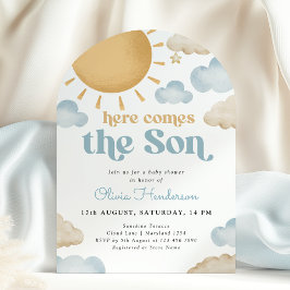 Hier komt de Son Sunshine Baby shower Invitation Kaart