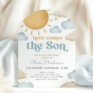 Hier komt de Son Sunshine Baby shower Invitation Kaart