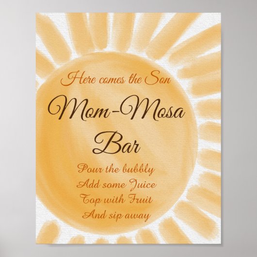 Hier komt de Son Sunshine Baby shower Mam-osa Bar Poster (Voorkant)