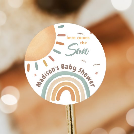 Hier komt de Son Sunshine Baby shower Sticker