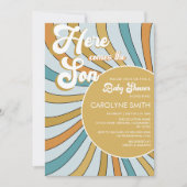 Hier komt de Son Sunshine Baby shower uitnodiging (Voorkant)
