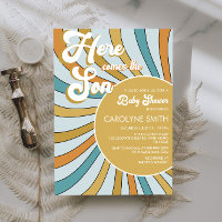 Hier komt de Son Sunshine Baby shower uitnodiging