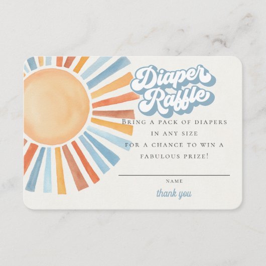 Hier komt de Son Sunshine Boy Luier Raffle Kaart (Voorkant)