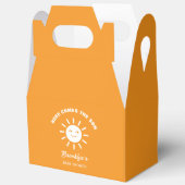 Hier komt de Son Zon Baby shower Sinaasappel wit Bedankdoosjes (Open)