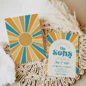 Hier komt de Sons Twins Baby shower Invitation Kaart