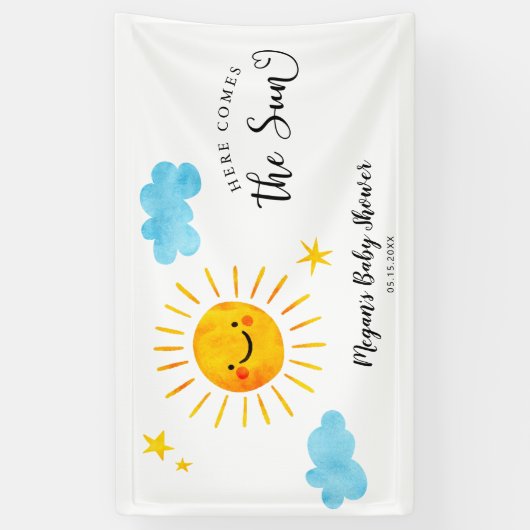 Hier komt de Sun Baby shower Banner (Verticaal)