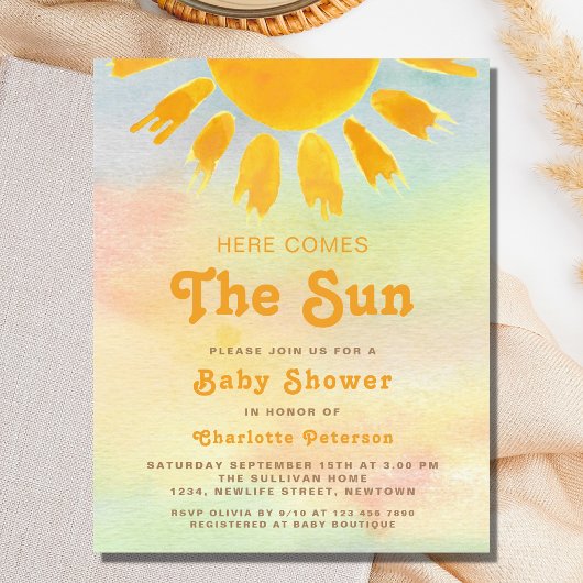Hier komt de Sun Baby shower Invitation