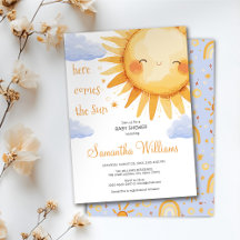 Hier komt de Sun baby shower uitnodiging