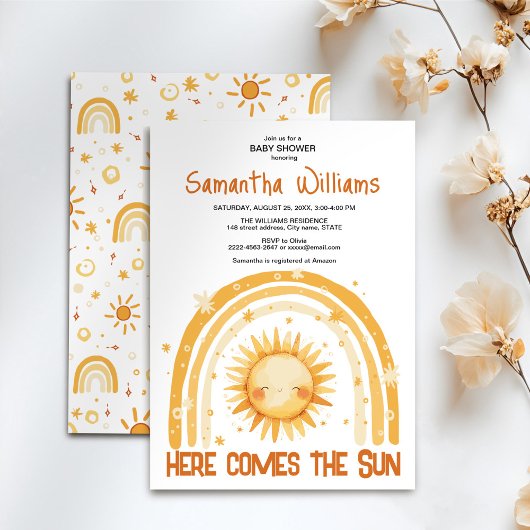 Hier komt de Sun baby shower uitnodiging