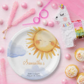 Hier komt de Sun baby shower uitnodiging Papieren Bordje (Feest)