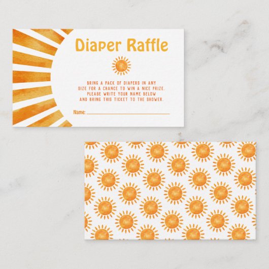 Hier komt de Sun Boho Baby shower Diaper Raffle Informatiekaartje (Voorkant / Achterkant)