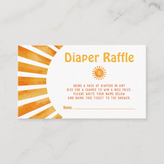Hier komt de Sun Boho Baby shower Diaper Raffle Informatiekaartje (Voorkant)