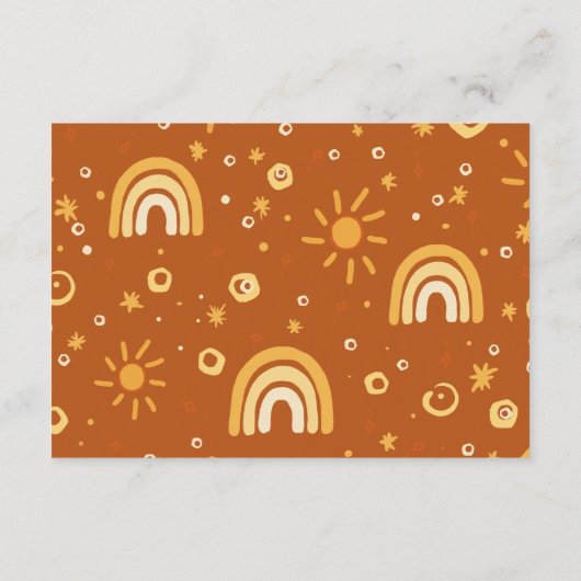 Hier komt de Sun Boho baby shower Enclosure Kaart (Achterkant)