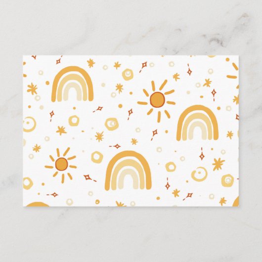 Hier komt de Sun Boho baby shower Enclosure Kaart (Achterkant)