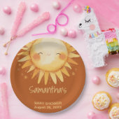 Hier komt de Sun Boho baby shower Enclosure Kaart Papieren Bordje (Feest)