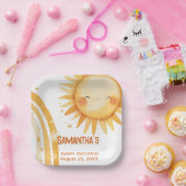 Hier komt de Sun Boho baby shower Enclosure Kaart Papieren Bordje (Feest)