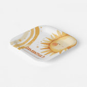 Hier komt de Sun Boho baby shower Enclosure Kaart Papieren Bordje (Gebogen)