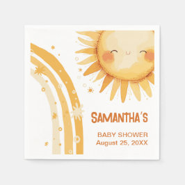 Hier komt de Sun Boho baby shower Enclosure Kaart Servet