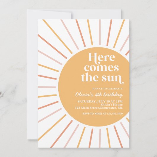 Hier komt de Sun Boho Sunshine-verjaardag Kaart (Voorkant)