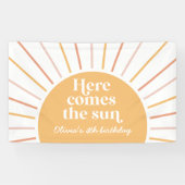 Hier komt de Sun Boho Sunshine-verjaardag Spandoek (Horizontaal)
