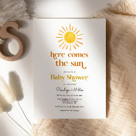 Hier komt de Sun Boy Baby shower Invitation Kaart