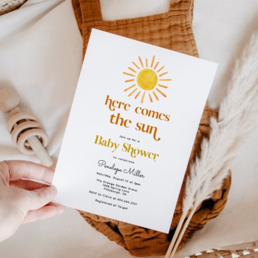 Hier komt de Sun Boy Baby shower Invitation Kaart
