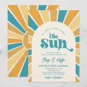 Hier komt de Sun Co-Ed Baby shower-uitnodiging Kaart (Voorkant / Achterkant)