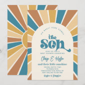 Hier komt de Sun Co-Ed Baby shower-uitnodiging Kaart (Voorkant / Achterkant)