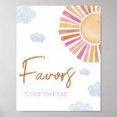 Hier komt de Sun Girl Baby shower Favors Poster (Voorkant)