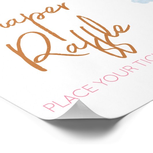 Hier komt de Sun Girl Baby shower Luier Raffle Poster (Hoek)