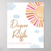 Hier komt de Sun Girl Baby shower Luier Raffle Poster (Voorkant)
