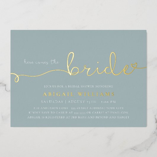 Hier komt de Uitnodiging van de Folie van de Bride (Voorkant)