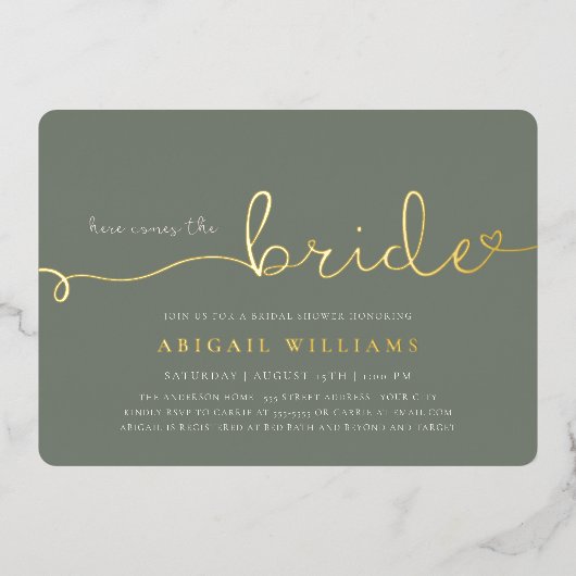 Hier komt de Uitnodiging van de Folie van de Bride (Voorkant)