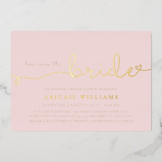 Hier komt de Uitnodiging van de Folie van de Bride (Voorkant)