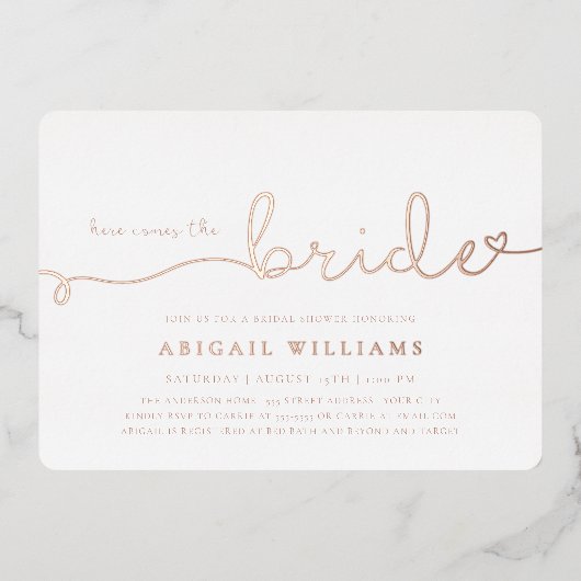 Hier komt de Uitnodiging van de Folie van de Bride (Voorkant)