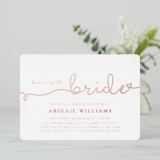 Hier komt de Uitnodiging van de Folie van de Bride (Staand Voorkant)