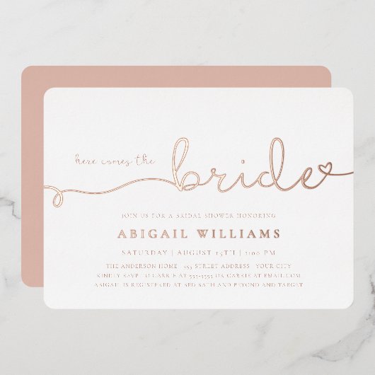 Hier komt de Uitnodiging van de Folie van de Bride (Voorkant / Achterkant)