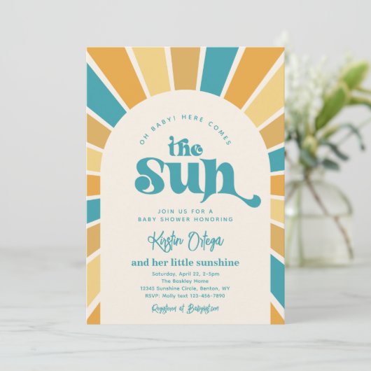 Hier komt de uitnodiging van het Baby shower van d (Staand voorkant)